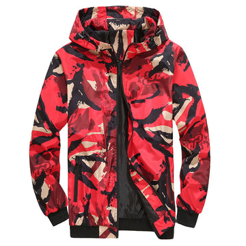 CURATED- Vibrant Camouflage designed Zip-up Hooded Bomber Jacket